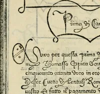 An illustration from Libro di M. Giovambattista Palatino cittadino romano : nelqual s'insegna à scriuer ogni sorte lettera, antica & moderna, di qualun que natione, con le sue regole, & misure, & essempi : et con vn breve et vtil discorso de le cifre (1550)