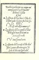 An illustration from Libro di M. Giovam Battista Palatino, cittadino romano, nelqual s'insegna à scriuer ogni sorte lettera, antica & moderna, di qualunque natione, con le sue regole & misure, & essempi : et con vn breve et vtil discorso de le cifre : riueduto nuouamente & corretto dal proprio autore, con la givnta di qvindici tavole bellissime (1561)