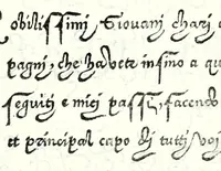 An illustration from Libro di M. Giovam Battista Palatino, cittadino romano, nelqual s'insegna à scriuer ogni sorte lettera, antica & moderna, di qualunque natione, con le sue regole & misure, & essempi : et con vn breve et vtil discorso de le cifre : riueduto nuouamente & corretto dal proprio autore, con la givnta di qvindici tavole bellissime (1561)
