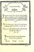 An illustration from Libro di M. Giovam Battista Palatino, cittadino romano, nelqual s'insegna à scriuer ogni sorte lettera, antica & moderna, di qualunque natione, con le sue regole & misure, & essempi : et con vn breve et vtil discorso de le cifre : riueduto nuouamente & corretto dal proprio autore, con la givnta di qvindici tavole bellissime (1561)