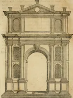 Picture 47 of 53 from Libro estraordinario di Sebastiano Serlio bolognese : nel quale si dimostrano trenta porte di opera rustica, mista con diuersi ordini, & uenti di opera dilicata di diuerse specie : con la scrittura dauanti, che narra il tutto (1566), leaf 92