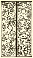 An illustration from Libro primo de rechami p elquale se impara in diuersi modi l'ordine e il modo de recamare : cosa nō mai piu fatta ne stata mostrata : el qual modo se insegna al lettore voltando la carta (1878)