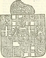 An illustration from Li Sovrani del mondo, opera, che dà notitia della genealogia delle loro famigilie; dell'ampiezza, e governo de'loro Stati, della loro religione, entrate, forze, titoli, pretenfioni, arme con l'origine floria de'pezzi, e quarti, che le compongono, e del luogo della loro residenza; con un catalogo degli autori, che meglio ne banno feritto; il tutto fino al tempo prefente (1729)
