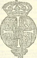 An illustration from Li Sovrani del mondo, opera, che dà notitia della genealogia delle loro famigilie; dell'ampiezza, e governo de'loro Stati, della loro religione, entrate, forze, titoli, pretenfioni, arme con l'origine floria de'pezzi, e quarti, che le compongono, e del luogo della loro residenza; con un catalogo degli autori, che meglio ne banno feritto; il tutto fino al tempo prefente (1729)
