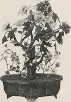 An illustration from Illustrated catalogue of the important collection of antique Chinese porcelains, Sung and Ming potteries, ancient stone sculptures, carved jades and other hard stones, snuff bottles, Mandarin necklaces, bronzes, enamels, palace furniture and wall panels and a number of rare and fine ancient Chinese paintings of the Sung and Ming periods [electronic resource] : all of which are to be sold at unrestricted public sale by direction of the Chinese expert, Lee Van Ching of Shanghai on the afternoons herein stated (1917)