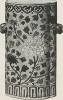 An illustration from Illustrated catalogue of the important collection of antique Chinese porcelains, Sung and Ming potteries, ancient stone sculptures, carved jades and other hard stones, snuff bottles, Mandarin necklaces, bronzes, enamels, palace furniture and wall panels and a number of rare and fine ancient Chinese paintings of the Sung and Ming periods [electronic resource] : all of which are to be sold at unrestricted public sale by direction of the Chinese expert, Lee Van Ching of Shanghai on the afternoons herein stated (1917)