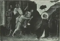 An illustration from Illustrated catalogue of a highly important collection of ancient paintings of the Italian, Dutch, Spanish, Flemish and French schools, including an imposing gathering of Italian and Flemish primitives [electronic resource] : to be sold at unrestricted public sale by direction of the F. Kleinberger Galleries, for the purpose of adjusting the business interests of their former partnership and the present incorporation, in the grand ballroom of the Plaza Hotel, Fifth Avenue, 58th to 59th Street, on the evening herein stated (1918)