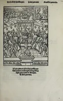 An illustration from Liure tres fructueux et vtille a toutes personnes de linstitution et administration de la chose publicque : traictãt des vtilitez, ars, et sentẽces necessaires en icelles et de leurs inuenteurs : aorne de plusieurs belles sciences et doctrines, tant de la saincte escripture, philozophie, humanite, poeterie, medecine et aultres singularitez (1520)
