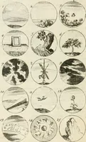 An illustration from Livre curieux et utile pour les sçavans et artistes : composé de trois alphabets de chiffres simples, doubles & triples, fleuronnez et au premier trait : accompagné d'un tres grand nombre de devises, emblêmes, médailles et autres figures hieroglyfiques : ensemble de plusieurs supports et cimiers pour les ornemens des armes : avec une table tres ample par le moyen de laquelle on trouvera facilement tous les noms imaginables (1685)