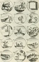 An illustration from Livre curieux et utile pour les sçavans et artistes : composé de trois alphabets de chiffres simples, doubles & triples, fleuronnez et au premier trait : accompagné d'un tres grand nombre de devises, emblêmes, médailles et autres figures hieroglyfiques : ensemble de plusieurs supports et cimiers pour les ornemens des armes : avec une table tres ample par le moyen de laquelle on trouvera facilement tous les noms imaginables (1685)