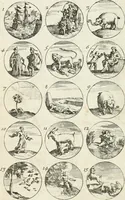 An illustration from Livre curieux et utile pour les sçavans et artistes : composé de trois alphabets de chiffres simples, doubles & triples, fleuronnez et au premier trait : accompagné d'un tres grand nombre de devises, emblêmes, médailles et autres figures hieroglyfiques : ensemble de plusieurs supports et cimiers pour les ornemens des armes : avec une table tres ample par le moyen de laquelle on trouvera facilement tous les noms imaginables (1685)
