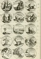 An illustration from Livre curieux et utile pour les sçavans et artistes : composé de trois alphabets de chiffres simples, doubles & triples, fleuronnez et au premier trait : accompagné d'un tres grand nombre de devises, emblêmes, médailles et autres figures hieroglyfiques : ensemble de plusieurs supports et cimiers pour les ornemens des armes : avec une table tres ample par le moyen de laquelle on trouvera facilement tous les noms imaginables (1685)