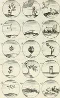An illustration from Livre curieux et utile pour les sçavans et artistes : composé de trois alphabets de chiffres simples, doubles & triples, fleuronnez et au premier trait : accompagné d'un tres grand nombre de devises, emblêmes, médailles et autres figures hieroglyfiques : ensemble de plusieurs supports et cimiers pour les ornemens des armes : avec une table tres ample par le moyen de laquelle on trouvera facilement tous les noms imaginables (1685)