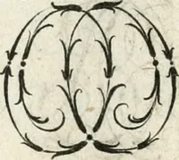 An illustration from Livre curieux et utile pour les sçavans et artistes : composé de trois alphabets de chiffres simples, doubles & triples, fleuronnez et au premier trait : accompagné d'un tres grand nombre de devises, emblêmes, médailles et autres figures hieroglyfiques : ensemble de plusieurs supports et cimiers pour les ornemens des armes : avec une table tres ample par le moyen de laquelle on trouvera facilement tous les noms imaginables (1685)