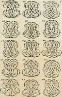 An illustration from Livre curieux et utile pour les sçavans et artistes : composé de trois alphabets de chiffres simples, doubles & triples, fleuronnez et au premier trait : accompagné d'un tres grand nombre de devises, emblêmes, médailles et autres figures hieroglyfiques : ensemble de plusieurs supports et cimiers pour les ornemens des armes : avec une table tres ample par le moyen de laquelle on trouvera facilement tous les noms imaginables (1685)