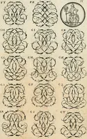 An illustration from Livre curieux et utile pour les sçavans et artistes : composé de trois alphabets de chiffres simples, doubles & triples, fleuronnez et au premier trait : accompagné d'un tres grand nombre de devises, emblêmes, médailles et autres figures hieroglyfiques : ensemble de plusieurs supports et cimiers pour les ornemens des armes : avec une table tres ample par le moyen de laquelle on trouvera facilement tous les noms imaginables (1685)