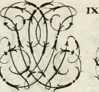An illustration from Livre curieux et utile pour les sçavans et artistes : composé de trois alphabets de chiffres simples, doubles & triples, fleuronnez et au premier trait : accompagné d'un tres grand nombre de devises, emblêmes, médailles et autres figures hieroglyfiques : ensemble de plusieurs supports et cimiers pour les ornemens des armes : avec une table tres ample par le moyen de laquelle on trouvera facilement tous les noms imaginables (1685)