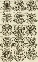 An illustration from Livre curieux et utile pour les sçavans et artistes : composé de trois alphabets de chiffres simples, doubles & triples, fleuronnez et au premier trait : accompagné d'un tres grand nombre de devises, emblêmes, médailles et autres figures hieroglyfiques : ensemble de plusieurs supports et cimiers pour les ornemens des armes : avec une table tres ample par le moyen de laquelle on trouvera facilement tous les noms imaginables (1685)