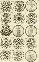Picture 115 of 262 from Livre curieux et utile pour les sçavans et artistes : composé de trois alphabets de chiffres simples, doubles & triples, fleuronnez et au premier trait : accompagné d'un tres grand nombre de devises, emblêmes, médailles et autres figures hieroglyfiques : ensemble de plusieurs supports et cimiers pour les ornemens des armes : avec une table tres ample par le moyen de laquelle on trouvera facilement tous les noms imaginables (1685), leaf 196