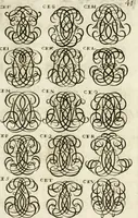 An illustration from Livre curieux et utile pour les sçavans et artistes : composé de trois alphabets de chiffres simples, doubles & triples, fleuronnez et au premier trait : accompagné d'un tres grand nombre de devises, emblêmes, médailles et autres figures hieroglyfiques : ensemble de plusieurs supports et cimiers pour les ornemens des armes : avec une table tres ample par le moyen de laquelle on trouvera facilement tous les noms imaginables (1685)
