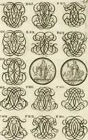 Picture 122 of 262 from Livre curieux et utile pour les sçavans et artistes : composé de trois alphabets de chiffres simples, doubles & triples, fleuronnez et au premier trait : accompagné d'un tres grand nombre de devises, emblêmes, médailles et autres figures hieroglyfiques : ensemble de plusieurs supports et cimiers pour les ornemens des armes : avec une table tres ample par le moyen de laquelle on trouvera facilement tous les noms imaginables (1685), leaf 203