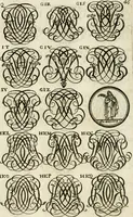Picture 124 of 262 from Livre curieux et utile pour les sçavans et artistes : composé de trois alphabets de chiffres simples, doubles & triples, fleuronnez et au premier trait : accompagné d'un tres grand nombre de devises, emblêmes, médailles et autres figures hieroglyfiques : ensemble de plusieurs supports et cimiers pour les ornemens des armes : avec une table tres ample par le moyen de laquelle on trouvera facilement tous les noms imaginables (1685), leaf 205