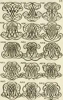 An illustration from Livre curieux et utile pour les sçavans et artistes : composé de trois alphabets de chiffres simples, doubles & triples, fleuronnez et au premier trait : accompagné d'un tres grand nombre de devises, emblêmes, médailles et autres figures hieroglyfiques : ensemble de plusieurs supports et cimiers pour les ornemens des armes : avec une table tres ample par le moyen de laquelle on trouvera facilement tous les noms imaginables (1685)