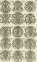 An illustration from Livre curieux et utile pour les sçavans et artistes : composé de trois alphabets de chiffres simples, doubles & triples, fleuronnez et au premier trait : accompagné d'un tres grand nombre de devises, emblêmes, médailles et autres figures hieroglyfiques : ensemble de plusieurs supports et cimiers pour les ornemens des armes : avec une table tres ample par le moyen de laquelle on trouvera facilement tous les noms imaginables (1685)