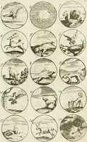 An illustration from Livre curieux et utile pour les sçavans et artistes : composé de trois alphabets de chiffres simples, doubles & triples, fleuronnez et au premier trait : accompagné d'un tres grand nombre de devises, emblêmes, médailles et autres figures hieroglyfiques : ensemble de plusieurs supports et cimiers pour les ornemens des armes : avec une table tres ample par le moyen de laquelle on trouvera facilement tous les noms imaginables (1685)