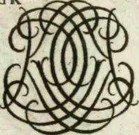 An illustration from Livre curieux et utile pour les sçavans et artistes : composé de trois alphabets de chiffres simples, doubles & triples, fleuronnez et au premier trait : accompagné d'un tres grand nombre de devises, emblêmes, médailles et autres figures hieroglyfiques : ensemble de plusieurs supports et cimiers pour les ornemens des armes : avec une table tres ample par le moyen de laquelle on trouvera facilement tous les noms imaginables (1685)