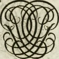 An illustration from Livre curieux et utile pour les sçavans et artistes : composé de trois alphabets de chiffres simples, doubles & triples, fleuronnez et au premier trait : accompagné d'un tres grand nombre de devises, emblêmes, médailles et autres figures hieroglyfiques : ensemble de plusieurs supports et cimiers pour les ornemens des armes : avec une table tres ample par le moyen de laquelle on trouvera facilement tous les noms imaginables (1685)