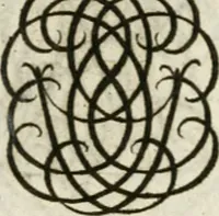 An illustration from Livre curieux et utile pour les sçavans et artistes : composé de trois alphabets de chiffres simples, doubles & triples, fleuronnez et au premier trait : accompagné d'un tres grand nombre de devises, emblêmes, médailles et autres figures hieroglyfiques : ensemble de plusieurs supports et cimiers pour les ornemens des armes : avec une table tres ample par le moyen de laquelle on trouvera facilement tous les noms imaginables (1685)