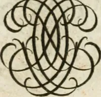 An illustration from Livre curieux et utile pour les sçavans et artistes : composé de trois alphabets de chiffres simples, doubles & triples, fleuronnez et au premier trait : accompagné d'un tres grand nombre de devises, emblêmes, médailles et autres figures hieroglyfiques : ensemble de plusieurs supports et cimiers pour les ornemens des armes : avec une table tres ample par le moyen de laquelle on trouvera facilement tous les noms imaginables (1685)
