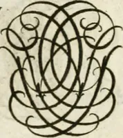 An illustration from Livre curieux et utile pour les sçavans et artistes : composé de trois alphabets de chiffres simples, doubles & triples, fleuronnez et au premier trait : accompagné d'un tres grand nombre de devises, emblêmes, médailles et autres figures hieroglyfiques : ensemble de plusieurs supports et cimiers pour les ornemens des armes : avec une table tres ample par le moyen de laquelle on trouvera facilement tous les noms imaginables (1685)