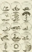 An illustration from Livre curieux et utile pour les sçavans et artistes : composé de trois alphabets de chiffres simples, doubles & triples, fleuronnez et au premier trait : accompagné d'un tres grand nombre de devises, emblêmes, médailles et autres figures hieroglyfiques : ensemble de plusieurs supports et cimiers pour les ornemens des armes : avec une table tres ample par le moyen de laquelle on trouvera facilement tous les noms imaginables (1685)