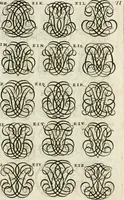 An illustration from Livre curieux et utile pour les sçavans et artistes : composé de trois alphabets de chiffres simples, doubles & triples, fleuronnez et au premier trait : accompagné d'un tres grand nombre de devises, emblêmes, médailles et autres figures hieroglyfiques : ensemble de plusieurs supports et cimiers pour les ornemens des armes : avec une table tres ample par le moyen de laquelle on trouvera facilement tous les noms imaginables (1685)