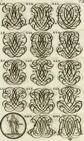 An illustration from Livre curieux et utile pour les sçavans et artistes : composé de trois alphabets de chiffres simples, doubles & triples, fleuronnez et au premier trait : accompagné d'un tres grand nombre de devises, emblêmes, médailles et autres figures hieroglyfiques : ensemble de plusieurs supports et cimiers pour les ornemens des armes : avec une table tres ample par le moyen de laquelle on trouvera facilement tous les noms imaginables (1685)
