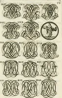 An illustration from Livre curieux et utile pour les sçavans et artistes : composé de trois alphabets de chiffres simples, doubles & triples, fleuronnez et au premier trait : accompagné d'un tres grand nombre de devises, emblêmes, médailles et autres figures hieroglyfiques : ensemble de plusieurs supports et cimiers pour les ornemens des armes : avec une table tres ample par le moyen de laquelle on trouvera facilement tous les noms imaginables (1685)
