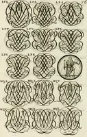 An illustration from Livre curieux et utile pour les sçavans et artistes : composé de trois alphabets de chiffres simples, doubles & triples, fleuronnez et au premier trait : accompagné d'un tres grand nombre de devises, emblêmes, médailles et autres figures hieroglyfiques : ensemble de plusieurs supports et cimiers pour les ornemens des armes : avec une table tres ample par le moyen de laquelle on trouvera facilement tous les noms imaginables (1685)