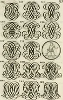 An illustration from Livre curieux et utile pour les sçavans et artistes : composé de trois alphabets de chiffres simples, doubles & triples, fleuronnez et au premier trait : accompagné d'un tres grand nombre de devises, emblêmes, médailles et autres figures hieroglyfiques : ensemble de plusieurs supports et cimiers pour les ornemens des armes : avec une table tres ample par le moyen de laquelle on trouvera facilement tous les noms imaginables (1685)