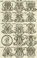 An illustration from Livre curieux et utile pour les sçavans et artistes : composé de trois alphabets de chiffres simples, doubles & triples, fleuronnez et au premier trait : accompagné d'un tres grand nombre de devises, emblêmes, médailles et autres figures hieroglyfiques : ensemble de plusieurs supports et cimiers pour les ornemens des armes : avec une table tres ample par le moyen de laquelle on trouvera facilement tous les noms imaginables (1685)