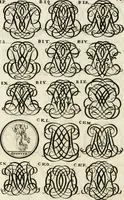 An illustration from Livre curieux et utile pour les sçavans et artistes : composé de trois alphabets de chiffres simples, doubles & triples, fleuronnez et au premier trait : accompagné d'un tres grand nombre de devises, emblêmes, médailles et autres figures hieroglyfiques : ensemble de plusieurs supports et cimiers pour les ornemens des armes : avec une table tres ample par le moyen de laquelle on trouvera facilement tous les noms imaginables (1685)