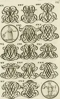 Picture 197 of 262 from Livre curieux et utile pour les sçavans et artistes : composé de trois alphabets de chiffres simples, doubles & triples, fleuronnez et au premier trait : accompagné d'un tres grand nombre de devises, emblêmes, médailles et autres figures hieroglyfiques : ensemble de plusieurs supports et cimiers pour les ornemens des armes : avec une table tres ample par le moyen de laquelle on trouvera facilement tous les noms imaginables (1685), leaf 264