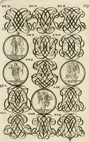An illustration from Livre curieux et utile pour les sçavans et artistes : composé de trois alphabets de chiffres simples, doubles & triples, fleuronnez et au premier trait : accompagné d'un tres grand nombre de devises, emblêmes, médailles et autres figures hieroglyfiques : ensemble de plusieurs supports et cimiers pour les ornemens des armes : avec une table tres ample par le moyen de laquelle on trouvera facilement tous les noms imaginables (1685)