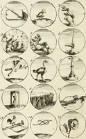 An illustration from Livre curieux et utile pour les sçavans et artistes : composé de trois alphabets de chiffres simples, doubles & triples, fleuronnez et au premier trait : accompagné d'un tres grand nombre de devises, emblêmes, médailles et autres figures hieroglyfiques : ensemble de plusieurs supports et cimiers pour les ornemens des armes : avec une table tres ample par le moyen de laquelle on trouvera facilement tous les noms imaginables (1685)