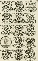 An illustration from Livre curieux et utile pour les sçavans et artistes : composé de trois alphabets de chiffres simples, doubles & triples, fleuronnez et au premier trait : accompagné d'un tres grand nombre de devises, emblêmes, médailles et autres figures hieroglyfiques : ensemble de plusieurs supports et cimiers pour les ornemens des armes : avec une table tres ample par le moyen de laquelle on trouvera facilement tous les noms imaginables (1685)