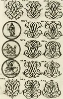 Picture 216 of 262 from Livre curieux et utile pour les sçavans et artistes : composé de trois alphabets de chiffres simples, doubles & triples, fleuronnez et au premier trait : accompagné d'un tres grand nombre de devises, emblêmes, médailles et autres figures hieroglyfiques : ensemble de plusieurs supports et cimiers pour les ornemens des armes : avec une table tres ample par le moyen de laquelle on trouvera facilement tous les noms imaginables (1685), leaf 283