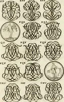 Picture 220 of 262 from Livre curieux et utile pour les sçavans et artistes : composé de trois alphabets de chiffres simples, doubles & triples, fleuronnez et au premier trait : accompagné d'un tres grand nombre de devises, emblêmes, médailles et autres figures hieroglyfiques : ensemble de plusieurs supports et cimiers pour les ornemens des armes : avec une table tres ample par le moyen de laquelle on trouvera facilement tous les noms imaginables (1685), leaf 287