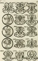 An illustration from Livre curieux et utile pour les sçavans et artistes : composé de trois alphabets de chiffres simples, doubles & triples, fleuronnez et au premier trait : accompagné d'un tres grand nombre de devises, emblêmes, médailles et autres figures hieroglyfiques : ensemble de plusieurs supports et cimiers pour les ornemens des armes : avec une table tres ample par le moyen de laquelle on trouvera facilement tous les noms imaginables (1685)