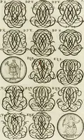 Picture 225 of 262 from Livre curieux et utile pour les sçavans et artistes : composé de trois alphabets de chiffres simples, doubles & triples, fleuronnez et au premier trait : accompagné d'un tres grand nombre de devises, emblêmes, médailles et autres figures hieroglyfiques : ensemble de plusieurs supports et cimiers pour les ornemens des armes : avec une table tres ample par le moyen de laquelle on trouvera facilement tous les noms imaginables (1685), leaf 292